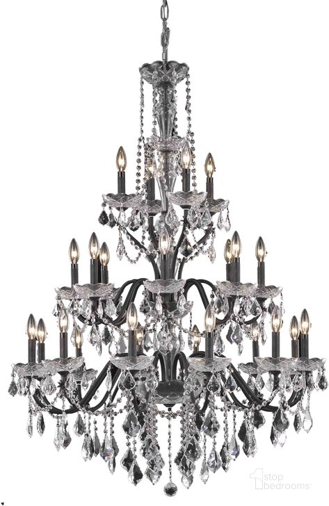 The appearance of V2015g36dbRc St Francis 36" Dark Bronze 24 Light Chandelier With Clear Royal Cut Crystal Trim designed by Elegant Lighting in the modern / contemporary interior design. This gray piece of furniture  was selected by 1StopBedrooms from St. Francis Collection to add a touch of cosiness and style into your home. Sku: V2015G36DB/RC. Material: Steel. Product Type: Chandelier. Image1