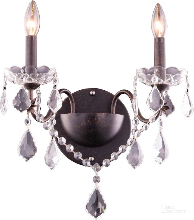 The appearance of St. Francis 13 Dark Bronze 2 Light Wall Sconce With Clear Royal Cut Crystal Trim designed by Elegant Lighting in the modern / contemporary interior design. This gray piece of furniture  was selected by 1StopBedrooms from St. Francis Collection to add a touch of cosiness and style into your home. Sku: V2015W2DB/RC. Material: Steel. Product Type: Wall Sconce.