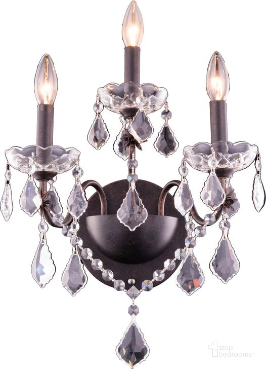 The appearance of St. Francis 13 Dark Bronze 3 Light Wall Sconce With Clear Royal Cut Crystal Trim designed by Elegant Lighting in the modern / contemporary interior design. This gray piece of furniture  was selected by 1StopBedrooms from St. Francis Collection to add a touch of cosiness and style into your home. Sku: V2015W3DB/RC. Material: Steel. Product Type: Wall Sconce.