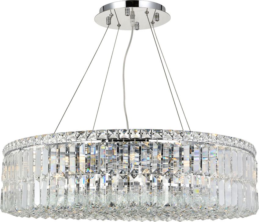 The appearance of V2030d28cRc Maxime 28 Chrome 12 Light Chandelier With Clear Royal Cut Crystal Trim designed by Elegant Lighting in the modern / contemporary interior design. This chrome piece of furniture  was selected by 1StopBedrooms from Maxime Collection to add a touch of cosiness and style into your home. Sku: V2030D28C/RC. Product Type: Chandelier. Material: Crystal.