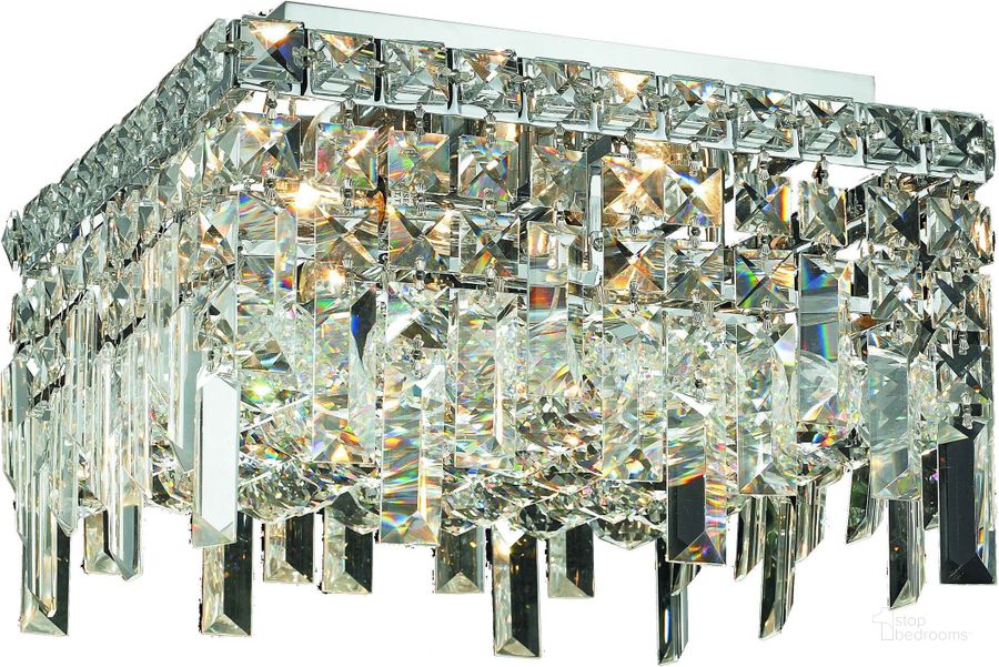 The appearance of V2033f14cRc Maxime 14 Chrome 5 Light Flush Mount With Clear Royal Cut Crystal Trim designed by Elegant Lighting in the modern / contemporary interior design. This chrome piece of furniture  was selected by 1StopBedrooms from Maxime Collection to add a touch of cosiness and style into your home. Sku: V2033F14C/RC. Material: Steel. Product Type: Flush Mount.