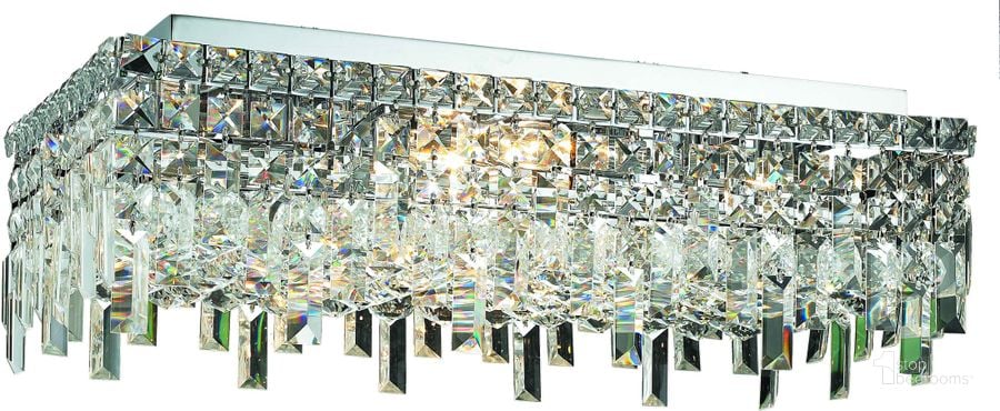 The appearance of V2035f24cRc Maxime 12 Chrome 6 Light Flush Mount With Clear Royal Cut Crystal Trim designed by Elegant Lighting in the modern / contemporary interior design. This chrome piece of furniture  was selected by 1StopBedrooms from Maxime Collection to add a touch of cosiness and style into your home. Sku: V2035F24C/RC. Material: Steel. Product Type: Flush Mount.