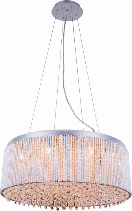 The appearance of Influx 24 Chrome 14 Light Pendant With Clear Royal Cut Crystal Trim designed by Elegant Lighting in the modern / contemporary interior design. This chrome piece of furniture  was selected by 1StopBedrooms from Influx Collection to add a touch of cosiness and style into your home. Sku: V2092D24C/RC. Material: Aluminum. Product Type: Pendant Lighting.