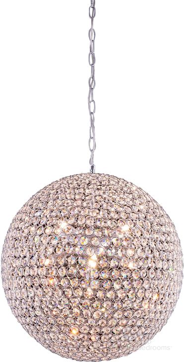 The appearance of Cabaret 20 Chrome 9 Light Pendant With Clear Royal Cut Crystal Trim designed by Elegant Lighting in the modern / contemporary interior design. This chrome piece of furniture  was selected by 1StopBedrooms from Cabaret Collection to add a touch of cosiness and style into your home. Sku: V2102D20C/RC. Product Type: Pendant Lighting. Material: Crystal.