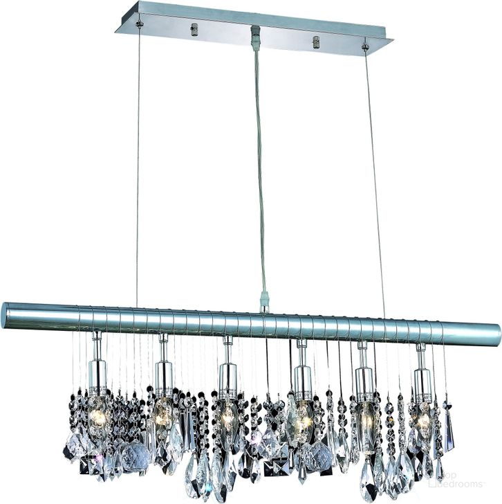 The appearance of Chorus Line 30 Chrome 6 Light Chandelier With Clear Royal Cut Crystal Trim designed by Elegant Lighting in the modern / contemporary interior design. This chrome piece of furniture  was selected by 1StopBedrooms from Chorus Line Collection to add a touch of cosiness and style into your home. Sku: V3100D30C/RC. Product Type: Chandelier. Material: Crystal.