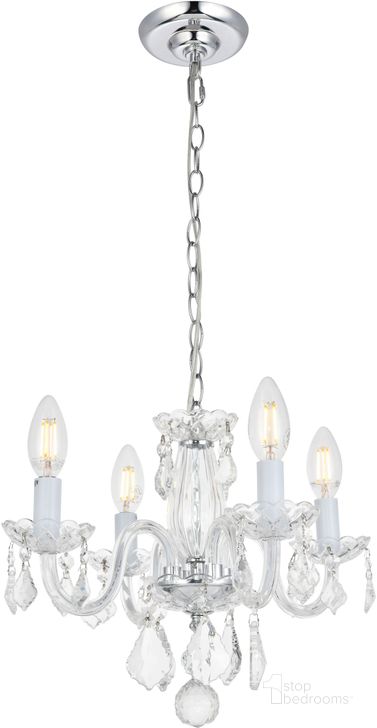 The appearance of Rococo 15 Chrome 4 Light Pendant With Clear Royal Cut Crystal Trim designed by Elegant Lighting in the modern / contemporary interior design. This chrome piece of furniture  was selected by 1StopBedrooms from Rococo Collection to add a touch of cosiness and style into your home. Sku: V7804D15C/RC. Material: Glass. Product Type: Pendant Lighting.