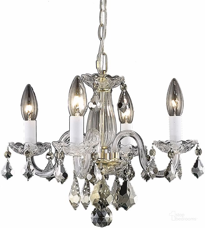 The appearance of Rococo 15 Gold 4 Light Pendant With Clear Royal Cut Crystal Trim designed by Elegant Lighting in the modern / contemporary interior design. This gold piece of furniture  was selected by 1StopBedrooms from Rococo Collection to add a touch of cosiness and style into your home. Sku: V7804D15G/RC. Material: Glass. Product Type: Pendant Lighting.