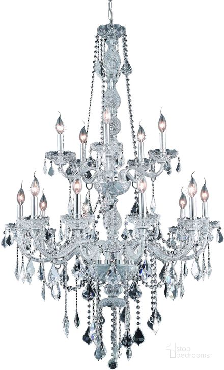 The appearance of V7815g33cRc Verona 33 Chrome 15 Light Chandelier With Clear Royal Cut Crystal Trim designed by Elegant Lighting in the modern / contemporary interior design. This chrome piece of furniture  was selected by 1StopBedrooms from Verona Collection to add a touch of cosiness and style into your home. Sku: V7815G33C/RC. Material: Glass. Product Type: Chandelier.
