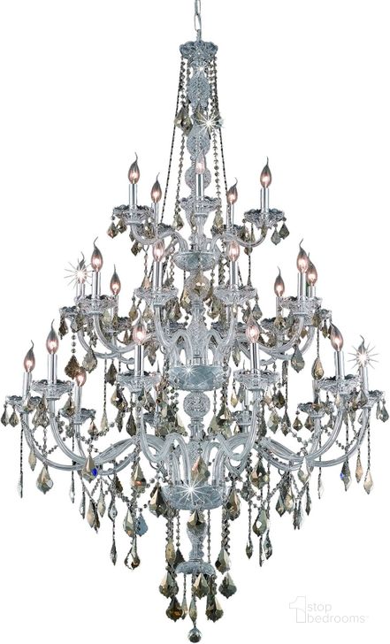 The appearance of V7825g43c GtRc Verona 43 Chrome 25 Light Chandelier With Golden Teak Royal Cut Crystal Trim designed by Elegant Lighting in the modern / contemporary interior design. This gold teal piece of furniture  was selected by 1StopBedrooms from Verona Collection to add a touch of cosiness and style into your home. Sku: V7825G43C-GT/RC. Material: Glass. Product Type: Chandelier.