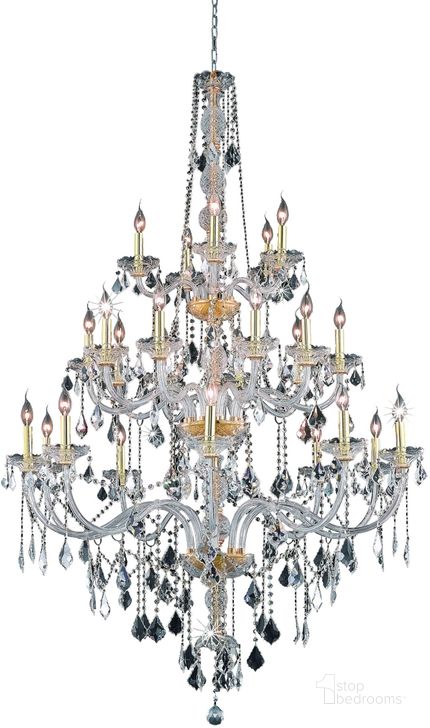 The appearance of V7825g43gRc Verona 43 Gold 25 Light Chandelier With Clear Royal Cut Crystal Trim designed by Elegant Lighting in the modern / contemporary interior design. This clear gold piece of furniture  was selected by 1StopBedrooms from Verona Collection to add a touch of cosiness and style into your home. Sku: V7825G43G/RC. Material: Glass. Product Type: Chandelier.