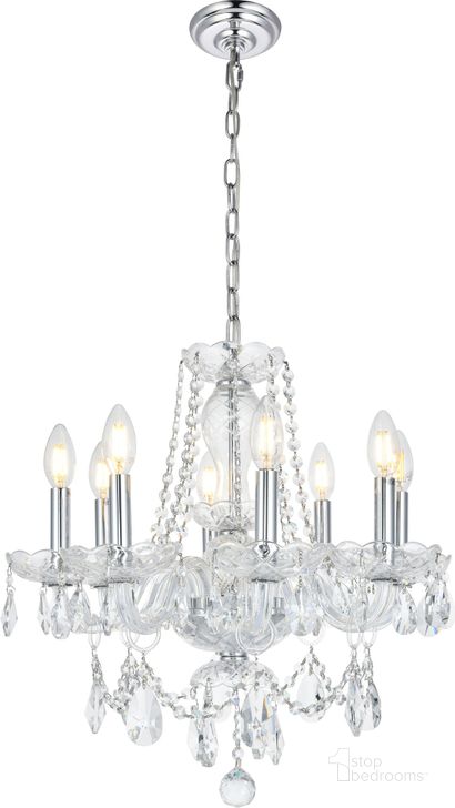 The appearance of V7838d20cRc Princeton 20 Chrome 8 Light Chandelier With Clear Royal Cut Crystal Trim designed by Elegant Lighting in the modern / contemporary interior design. This chrome piece of furniture  was selected by 1StopBedrooms from Princeton Collection to add a touch of cosiness and style into your home. Sku: V7838D20C/RC. Material: Glass. Product Type: Chandelier.