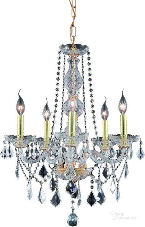 The appearance of V7855d21gRc Verona 21 Gold 5 Light Chandelier With Clear Royal Cut Crystal Trim designed by Elegant Lighting in the modern / contemporary interior design. This clear gold piece of furniture  was selected by 1StopBedrooms from Verona Collection to add a touch of cosiness and style into your home. Sku: V7855D21G/RC. Material: Glass. Product Type: Chandelier.