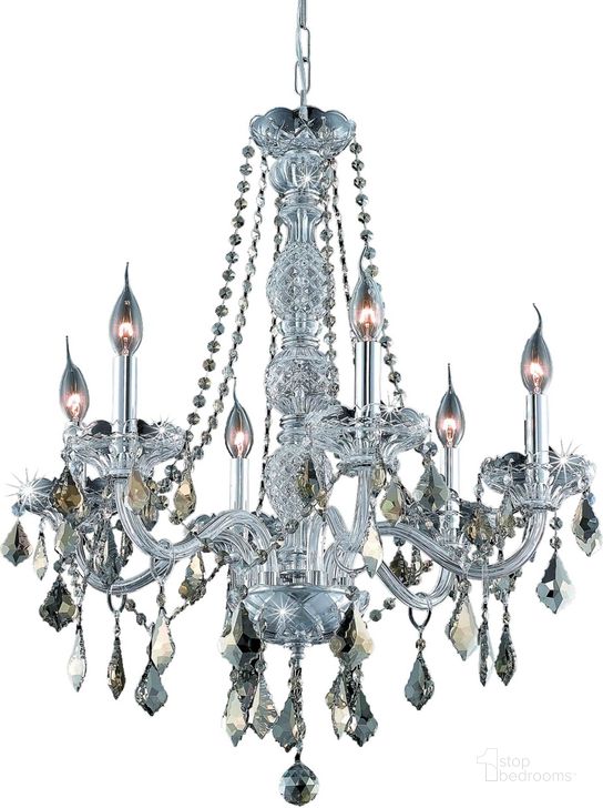 The appearance of V7856d24c GtRc Verona 24 Chrome 6 Light Chandelier With Golden Teak Royal Cut Crystal Trim designed by Elegant Lighting in the modern / contemporary interior design. This gold teal piece of furniture  was selected by 1StopBedrooms from Verona Collection to add a touch of cosiness and style into your home. Sku: V7856D24C-GT/RC. Material: Glass. Product Type: Chandelier.
