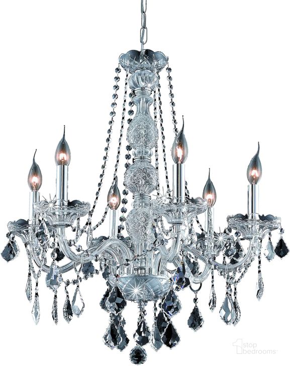 The appearance of V7856d24cRc Verona 24 Chrome 6 Light Chandelier With Clear Royal Cut Crystal Trim designed by Elegant Lighting in the modern / contemporary interior design. This chrome piece of furniture  was selected by 1StopBedrooms from Verona Collection to add a touch of cosiness and style into your home. Sku: V7856D24C/RC. Material: Glass. Product Type: Chandelier.