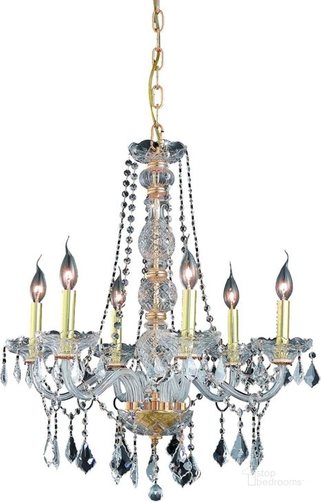 The appearance of V7856d24gRc Verona 24 Gold 6 Light Chandelier With Clear Royal Cut Crystal Trim designed by Elegant Lighting in the modern / contemporary interior design. This clear gold piece of furniture  was selected by 1StopBedrooms from Verona Collection to add a touch of cosiness and style into your home. Sku: V7856D24G/RC. Material: Glass. Product Type: Chandelier.