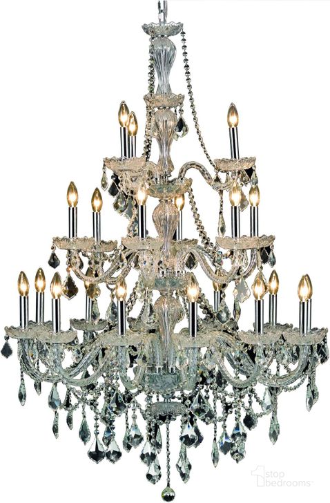 The appearance of Giselle 38 Chrome 21 Light Chandelier With Clear Royal Cut Crystal Trim designed by Elegant Lighting in the modern / contemporary interior design. This chrome piece of furniture  was selected by 1StopBedrooms from Giselle Collection to add a touch of cosiness and style into your home. Sku: V7890G38C/RC. Material: Glass. Product Type: Chandelier.