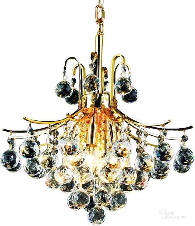 The appearance of Toureg 16" Gold 6 Light Pendant With Clear Royal Cut Crystal Trim designed by Elegant Lighting in the modern / contemporary interior design. This gold piece of furniture  was selected by 1StopBedrooms from Toureg Collection to add a touch of cosiness and style into your home. Sku: V8000D16G/RC. Material: Steel. Product Type: Pendant Lighting. Image1