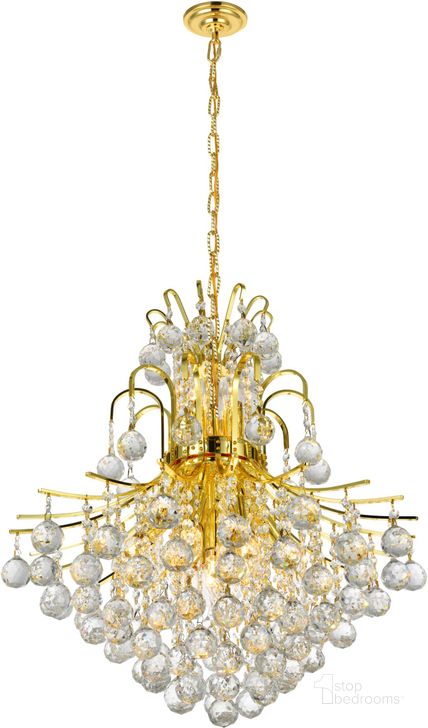 The appearance of Toureg 22 Gold 11 Light Chandelier With Clear Royal Cut Crystal Trim designed by Elegant Lighting in the modern / contemporary interior design. This gold piece of furniture  was selected by 1StopBedrooms from Toureg Collection to add a touch of cosiness and style into your home. Sku: V8002D22G/RC. Material: Steel. Product Type: Chandelier.