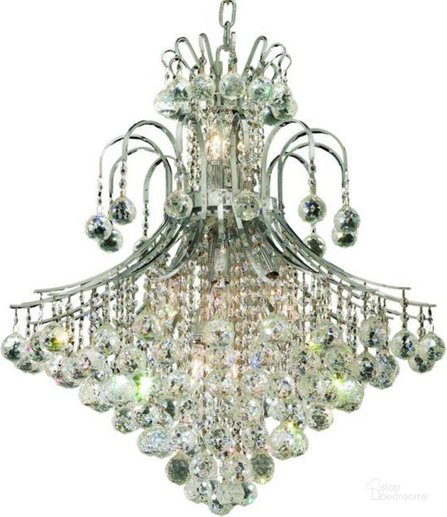 The appearance of Toureg 25 Chrome 15 Light Chandelier With Clear Royal Cut Crystal Trim designed by Elegant Lighting in the modern / contemporary interior design. This chrome piece of furniture  was selected by 1StopBedrooms from Toureg Collection to add a touch of cosiness and style into your home. Sku: V8003D25C/RC. Material: Steel. Product Type: Chandelier.