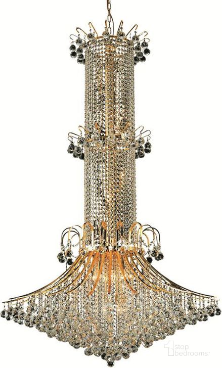 The appearance of Toureg 44 Gold 20 Light Chandelier With Clear Royal Cut Crystal Trim designed by Elegant Lighting in the modern / contemporary interior design. This gold piece of furniture  was selected by 1StopBedrooms from Toureg Collection to add a touch of cosiness and style into your home. Sku: V8008G44G/RC. Material: Steel. Product Type: Chandelier.