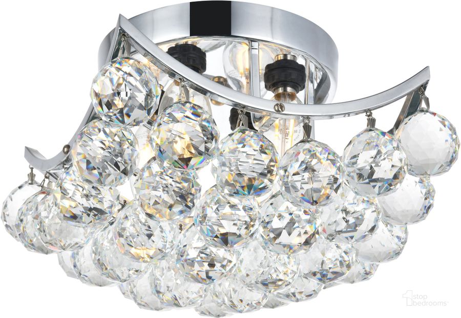 The appearance of Corona 10 Chrome 4 Light Flush Mount With Clear Royal Cut Crystal Trim designed by Elegant Lighting in the modern / contemporary interior design. This chrome piece of furniture  was selected by 1StopBedrooms from Corona Collection to add a touch of cosiness and style into your home. Sku: V9800F10C/RC. Product Type: Flush Mount. Material: Crystal.