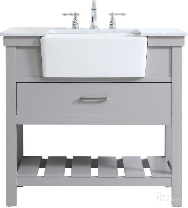 The appearance of Val-Joli Grey Bathroom Vanity Bathroom Furniture 0qd24308002 designed by Polished Pine in the country / farmhouse interior design. This grey piece of furniture  was selected by 1StopBedrooms from Val-Joli Collection to add a touch of cosiness and style into your home. Sku: VF60136GR. Material: Wood. Product Type: Bathroom Vanity. Image1