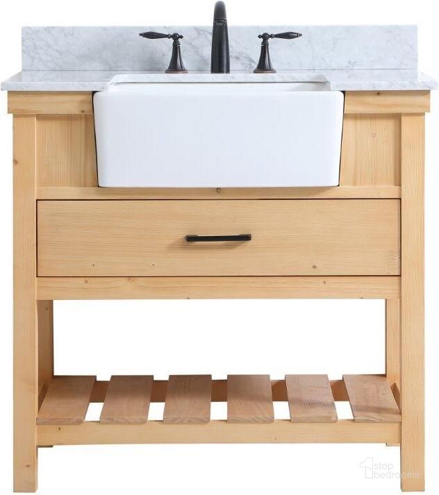 The appearance of Val-Joli Natural Wood Bathroom Vanity Bathroom Furniture 0qd24308000 designed by Polished Pine in the country / farmhouse interior design. This natural wood piece of furniture  was selected by 1StopBedrooms from Val-Joli Collection to add a touch of cosiness and style into your home. Sku: VF60136NW-BS. Material: Wood. Product Type: Bathroom Vanity. Image1