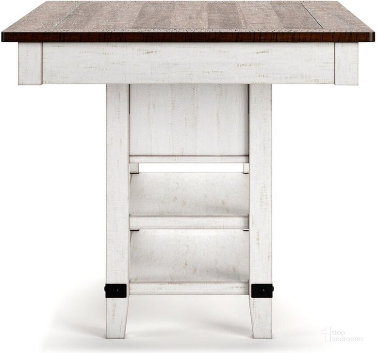 Valebeck White And Brown Rectangular Dining Room Counter Table by