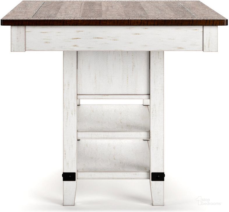 Valebeck White And Brown Rectangular Dining Room Counter Table by