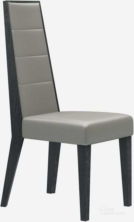 The appearance of Valentina Grey Leather Dining Chair Set of 2 designed by J&M in the modern / contemporary interior design. This gray piece of furniture  was selected by 1StopBedrooms from Valentina Collection to add a touch of cosiness and style into your home. Sku: 18452-C. Product Type: Dining Chair. Image1