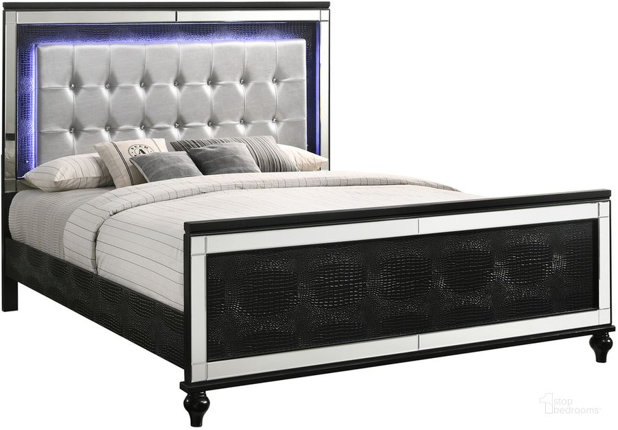 The appearance of Valentino Black Cal. King Upholstered Panel Bed designed by New Classic in the transitional interior design. This black piece of furniture  was selected by 1StopBedrooms from Valentino Collection to add a touch of cosiness and style into your home. Sku: BA9698B-110;BA9698B-120;BA9698B-230. Bed Type: Panel Bed. Product Type: Panel Bed. Bed Size: California King. Image1