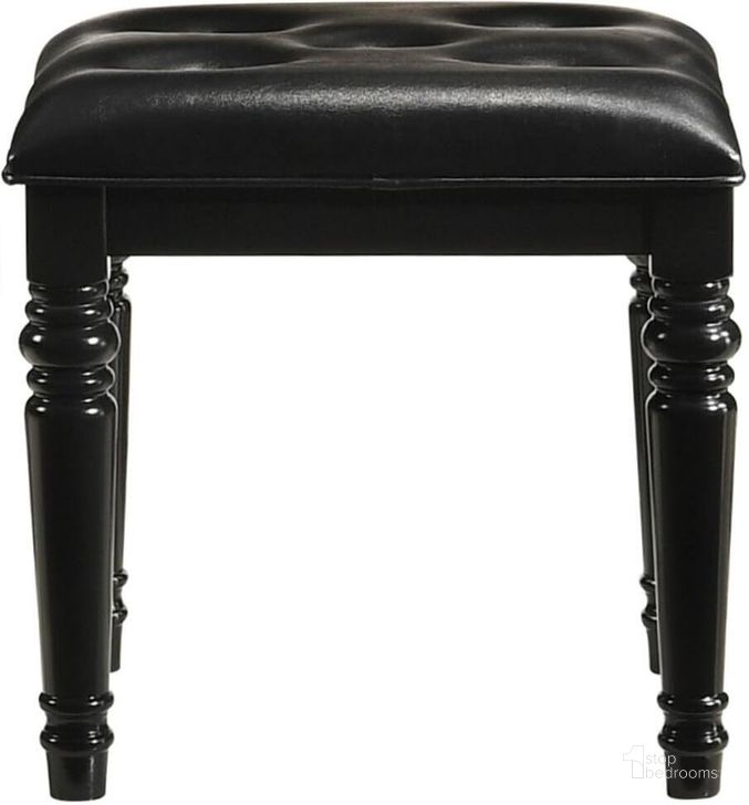 The appearance of Valentino Black Vanity Stool designed by New Classic in the transitional interior design. This black piece of furniture  was selected by 1StopBedrooms from Valentino Collection to add a touch of cosiness and style into your home. Sku: BA9698B-092. Product Type: Vanity Stool. Image1