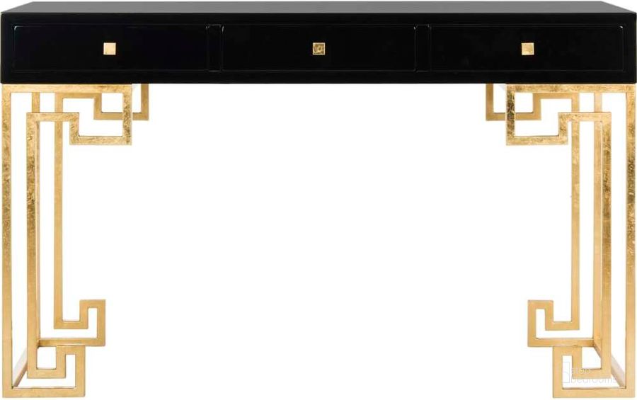 The appearance of Valeria Writing Desk In Black And Gold designed by Safavieh Couture in the modern / contemporary interior design. This black and gold piece of furniture  was selected by 1StopBedrooms from Valeria Collection to add a touch of cosiness and style into your home. Sku: SFV3528B. Material: Wood. Product Type: Writing Desk. Image1