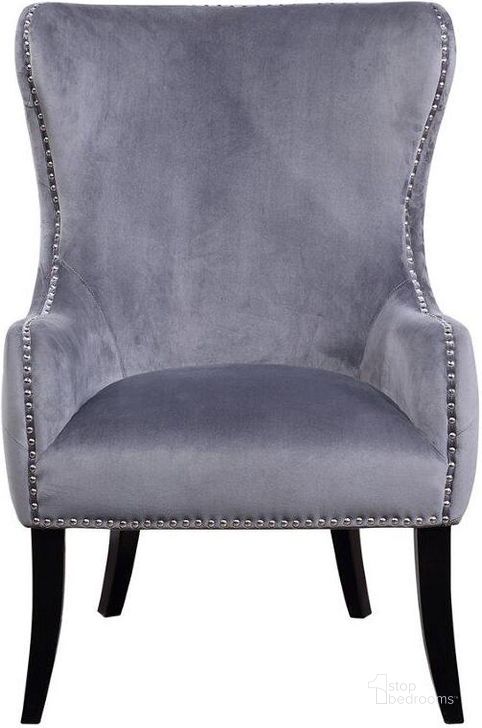The appearance of Valeria Gray Tufted Velvet Arm Chair designed by Best Master Furniture in the modern / contemporary interior design. This gray piece of furniture  was selected by 1StopBedrooms from Valeria Collection to add a touch of cosiness and style into your home. Sku: VT200G. Product Type: Arm Chair. Material: Velvet. Image1