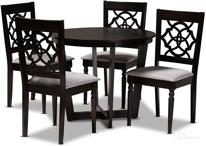 The appearance of Valerie Modern and Contemporary Grey Fabric Upholstered and Dark Brown Finished Wood 5-Piece Dining Set designed by Baxton Studio in the modern / contemporary interior design. This grey and dark brown piece of furniture  was selected by 1StopBedrooms from Valerie Collection to add a touch of cosiness and style into your home. Sku: Valerie-Grey/Dark Brown-5PC Dining Set. Material: Wood. Product Type: Dining Room Set. Image1