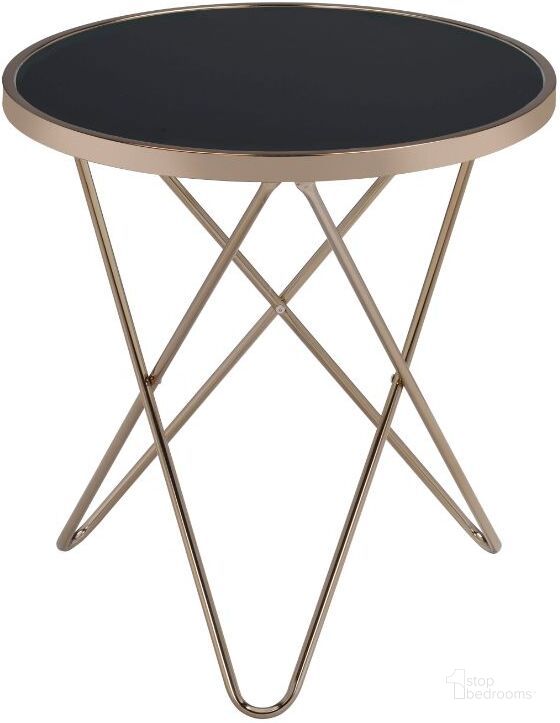 The appearance of Valora Black Glass and Champagne End Table designed by ACME in the modern / contemporary interior design. This black piece of furniture  was selected by 1StopBedrooms from Valora Collection to add a touch of cosiness and style into your home. Sku: 81832. Material: Glass. Product Type: End Table. Image1