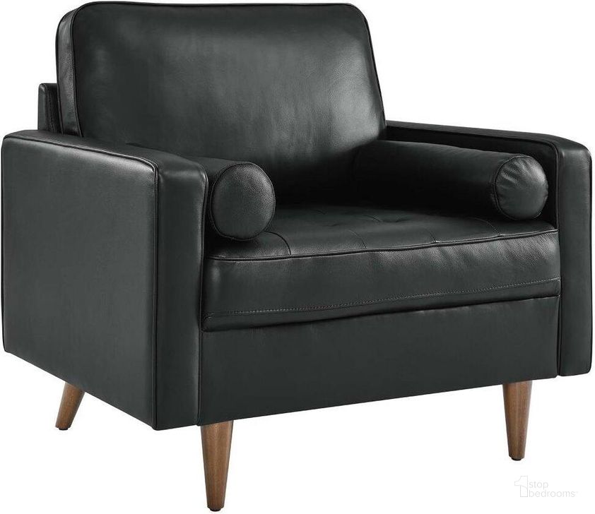 The appearance of Valour Black Leather Arm Chair designed by Modway in the modern / contemporary interior design. This black piece of furniture  was selected by 1StopBedrooms from Valour Collection to add a touch of cosiness and style into your home. Sku: EEI-5869-BLK. Product Type: Arm Chair. Material: Plywood. Image1