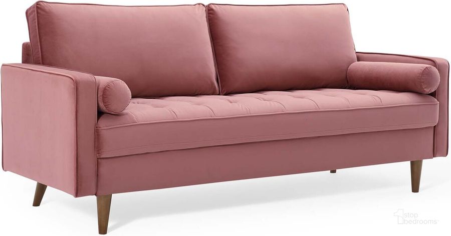 The appearance of Valour Performance Velvet Sofa EEI-3764-DUS designed by Modway in the modern / contemporary interior design. This dusty rose piece of furniture  was selected by 1StopBedrooms from Valour Collection to add a touch of cosiness and style into your home. Sku: EEI-3764-DUS. Material: Wood. Product Type: Sofa. Image1