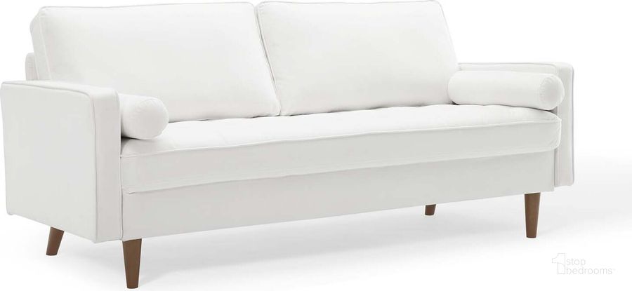 The appearance of Valour Performance Velvet Sofa EEI-3764-WHI designed by Modway in the modern / contemporary interior design. This white piece of furniture  was selected by 1StopBedrooms from Valour Collection to add a touch of cosiness and style into your home. Sku: EEI-3764-WHI. Material: Wood. Product Type: Sofa. Image1