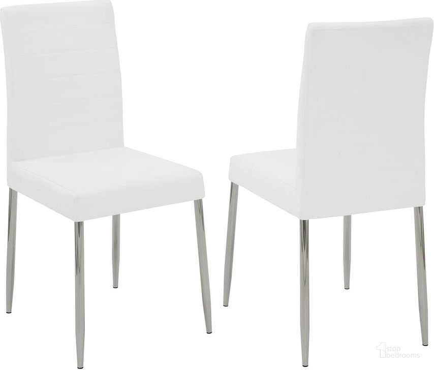 The appearance of Vance White Upholstered Side Chair Set of 4 designed by Coaster in the modern / contemporary interior design. This white piece of furniture  was selected by 1StopBedrooms from Vance Collection to add a touch of cosiness and style into your home. Sku: 120767WHT. Product Type: Side Chair. Material: Vinyl. Image1