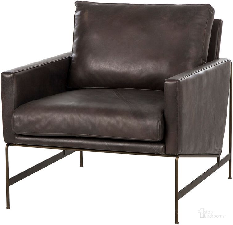 The appearance of Vanessa Chair In Destroyed Black Leather designed by Sonder Living in the modern / contemporary interior design. This brown piece of furniture  was selected by 1StopBedrooms from Vanessa Collection to add a touch of cosiness and style into your home. Sku: FG0702146. Material: Steel. Product Type: Chair. Image1