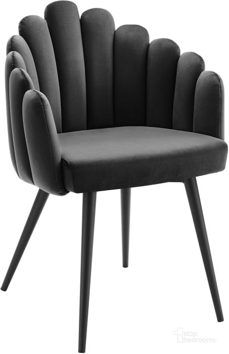 The appearance of Vanguard Performance Velvet Dining Chair In Black Charcoal designed by Modway in the modern / contemporary interior design. This black charcoal piece of furniture  was selected by 1StopBedrooms from Vanguard Collection to add a touch of cosiness and style into your home. Sku: EEI-4677-BLK-CHA. Material: Metal. Product Type: Dining Chair. Image1
