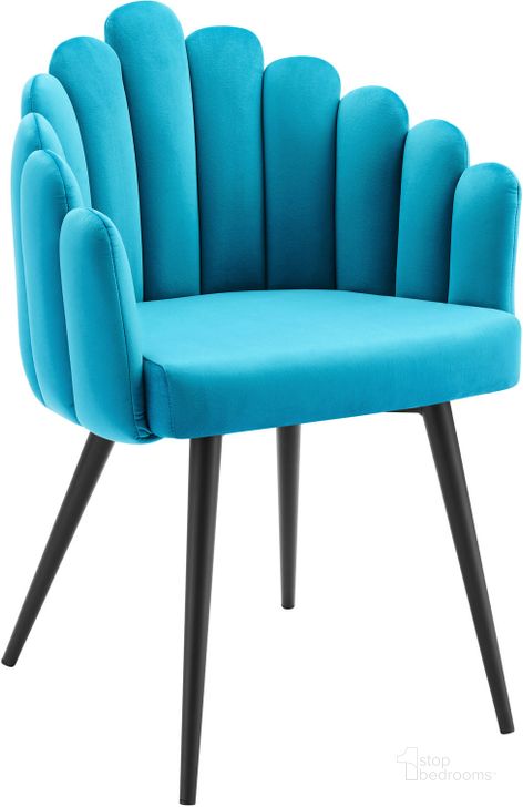 The appearance of Vanguard Performance Velvet Dining Chair In Blue designed by Modway in the modern / contemporary interior design. This blue piece of furniture  was selected by 1StopBedrooms from Vanguard Collection to add a touch of cosiness and style into your home. Sku: EEI-4677-BLK-BLU. Material: Metal. Product Type: Dining Chair. Image1
