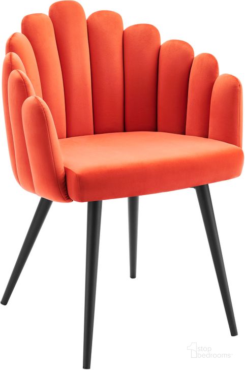 The appearance of Vanguard Performance Velvet Dining Chair In Orange designed by Modway in the modern / contemporary interior design. This orange piece of furniture  was selected by 1StopBedrooms from Vanguard Collection to add a touch of cosiness and style into your home. Sku: EEI-4677-BLK-ORA. Material: Metal. Product Type: Dining Chair. Image1