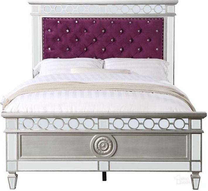 The appearance of Varian Twin Bed In Burgundy Velvet, Silver And Mirrored designed by ACME in the transitional interior design. This burgundy velvet piece of furniture  was selected by 1StopBedrooms from Varian Collection to add a touch of cosiness and style into your home. Sku: BD01279T1;BD01279T2;BD01279T3. Bed Type: Panel Bed. Material: Wood. Product Type: Panel Bed. Bed Size: Twin. Image1