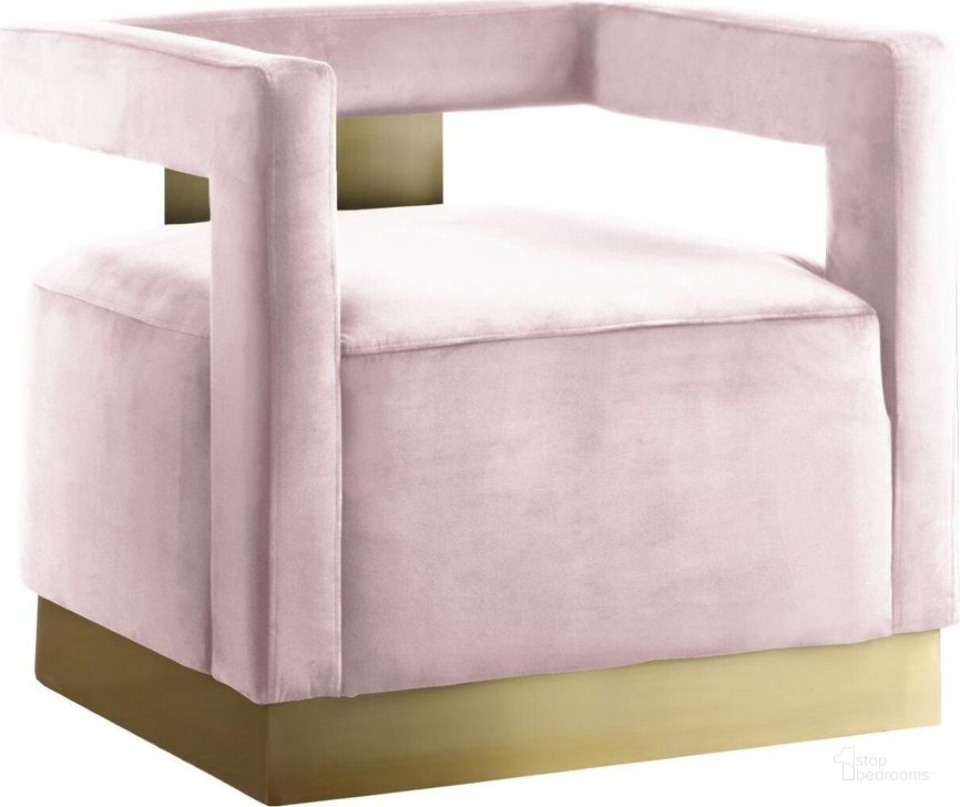 The appearance of Varilley Pink Velvet Chair designed by Furnique in the modern / contemporary interior design. This pink velvet piece of furniture  was selected by 1StopBedrooms from Varilley Collection to add a touch of cosiness and style into your home. Sku: 597Pink. Product Type: Accent Chair. Material: Velvet. Image1
