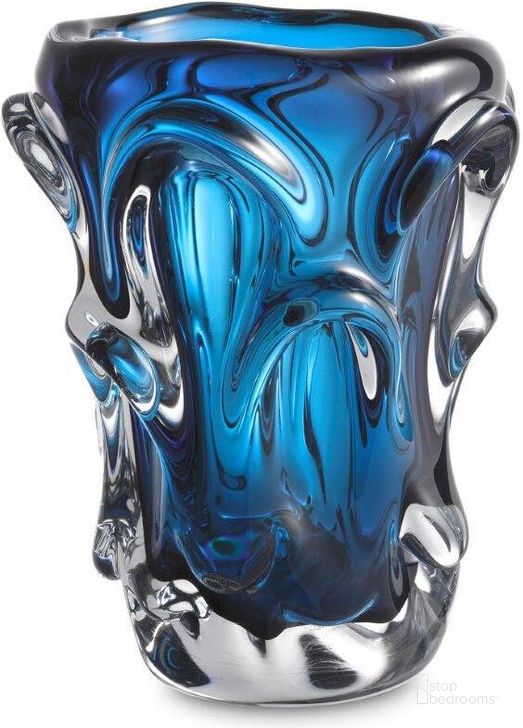 The appearance of Vase Aila S Blue designed by Eichholtz in the modern / contemporary interior design. This blue piece of furniture  was selected by 1StopBedrooms from Aila Collection to add a touch of cosiness and style into your home. Sku: 116173. Material: Glass. Product Type: Vase. Image1
