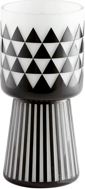 The appearance of Vector Black And White Medium Vase designed by Cyan Design in the modern / contemporary interior design. This black and white piece of furniture  was selected by 1StopBedrooms from Vector Collection to add a touch of cosiness and style into your home. Sku: 11091. Material: Glass. Product Type: Vase.