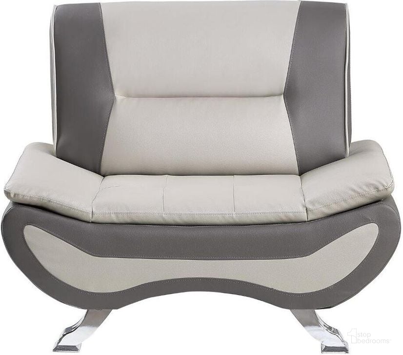 The appearance of Veloce Beige And Gray Chair designed by Homelegance in the modern / contemporary interior design. This gray piece of furniture  was selected by 1StopBedrooms from Veloce Collection to add a touch of cosiness and style into your home. Sku: 8219BEG-1. Material: Faux Leather. Product Type: Living Room Chair. Image1