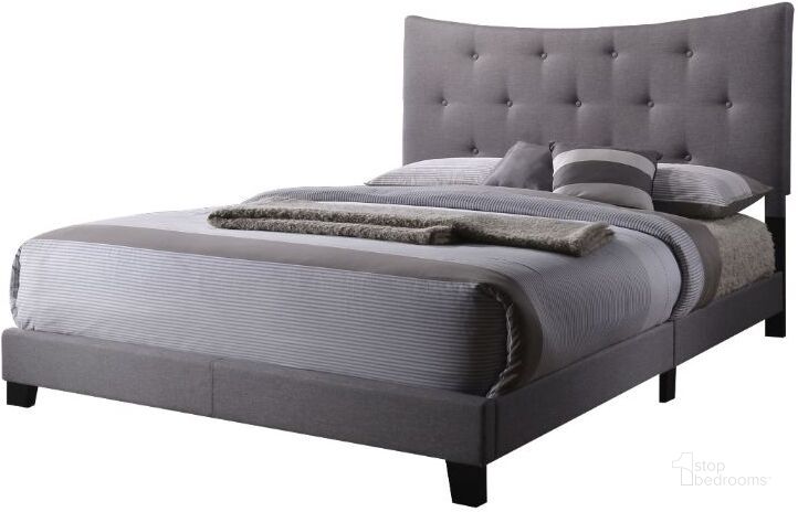 The appearance of Venacha Gray Queen Upholstered Platform Bed designed by ACME in the modern / contemporary interior design. This gray piece of furniture  was selected by 1StopBedrooms from Venacha Collection to add a touch of cosiness and style into your home. Sku: 26360Q. Bed Type: Platform Bed. Material: Fabric. Product Type: Platform Bed. Bed Size: Queen. Image1